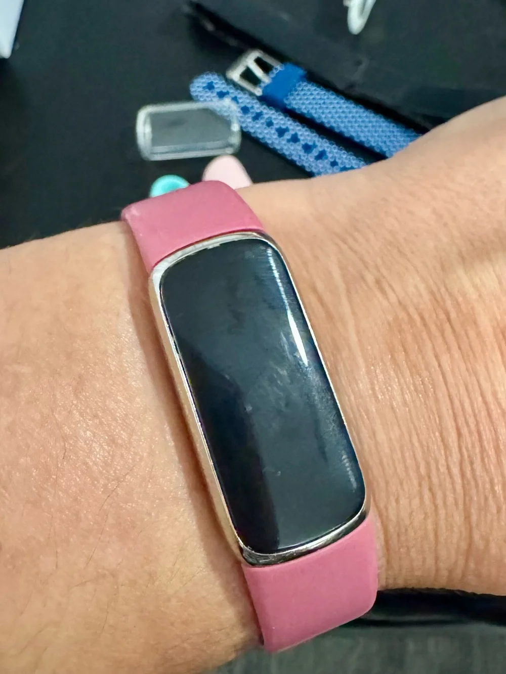 Fitbit Luxe with extra Accessory Set - Pink, Blue & Teal Bands with Charger